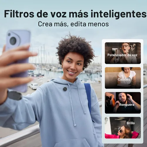 Miniatura 4 de MAONO Micrófono Lavalier inalámbrico para iPhone/Android/cámara/PC, mini micrófono de solapa con 48 khz 24 bits, filtro de voz, cancelación