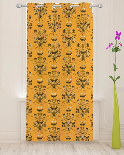 Miniatura 8 de Sheer Curtains 52x72 Inch Long Halloween Grimace Haunted Pumpkin Orange Semi Sheer Curtains Voile Grommet Drapes Chiffon Window Curtain for Living