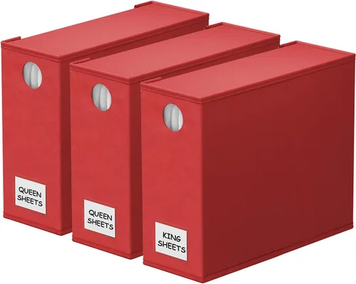Miniatura 29 de SpaceAid Paquete de 8 Organizadores y Almacenamiento de Sábanas de Cama, Organizador de Sábanas Plegable para Armario de Ropa Blanca, Carpeta Beige
