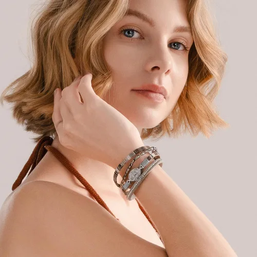 Miniatura 68 de FANCY SHINY - Pulsera de cuero estilo bohemio, pulsera de cuentas de cristal con cierre magnético, regalos de joyería para mujer