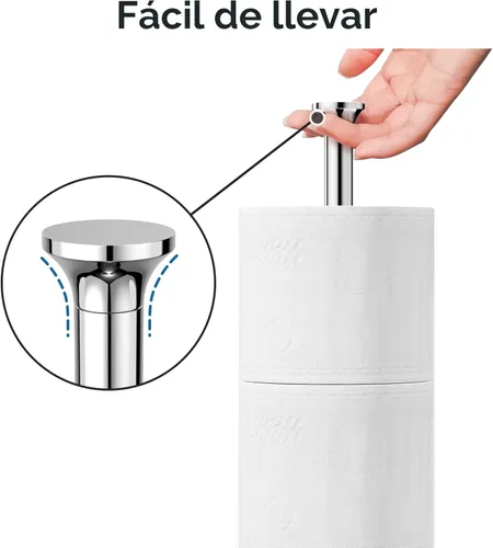 Miniatura 6 de Soporte para papel higiénico (con función de reserva), soporte de almacenamiento de rollos de repuesto independiente, acero inoxidable, diseño