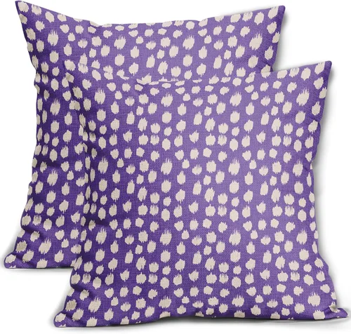 Miniatura 32 de Fundas de almohada marrón y blancas de 18 x 18 pulgadas, juego de 2 almohadas boho grises con lunares, fundas de almohada modernas estampadas