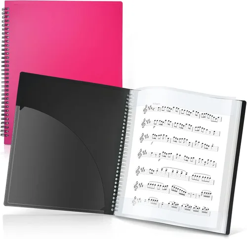 Miniatura 11 de CRANBURY Carpeta de partituras de 9 x 12 pulgadas, soporte de música de doble uso (negro), almacena páginas dentro de 24 fundas protectoras o anota