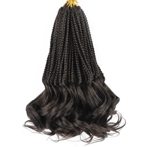 Miniatura 8 de Trenzas de ganchillo rizado francés T33, cabello pre-anillado 10 pulgadas, trenzas cortas rizadas francesas con extremos rizados, trenzas box