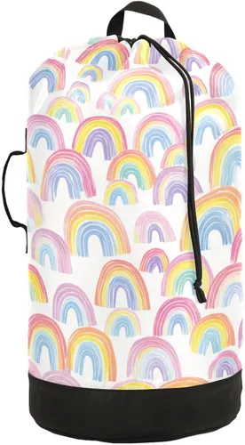 Miniatura 31 de Mochila de lavandería con hojas de estilo bohemio beige con correas ajustables para el hombro, bolsa de lavandería sucia para viajes, campamento