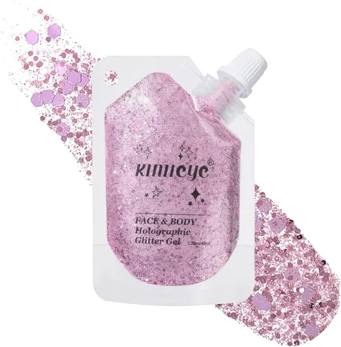 Miniatura 10 de Gel holográfico con purpurina para el rostro, brillo corporal con maquillaje para cabello, cara, clavícula, brazo, uñas, sombra de ojos, lentejuelas