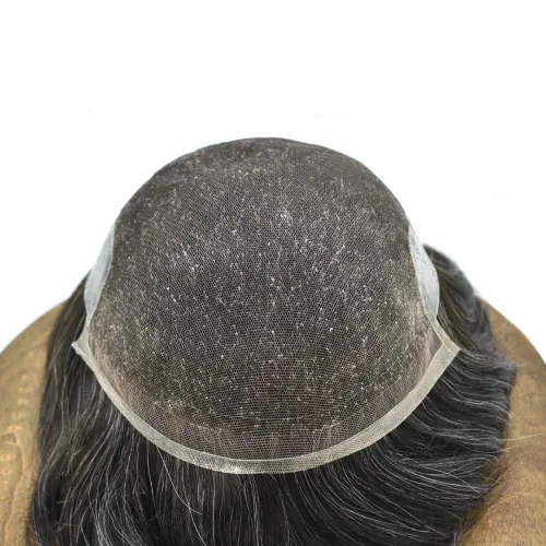 Miniatura 3 de Toupee para hombres, pieza de cabello humano real, sistema de reemplazo de encaje suizo suave para hombre, pieza de pelo de tupé, protesis capilar