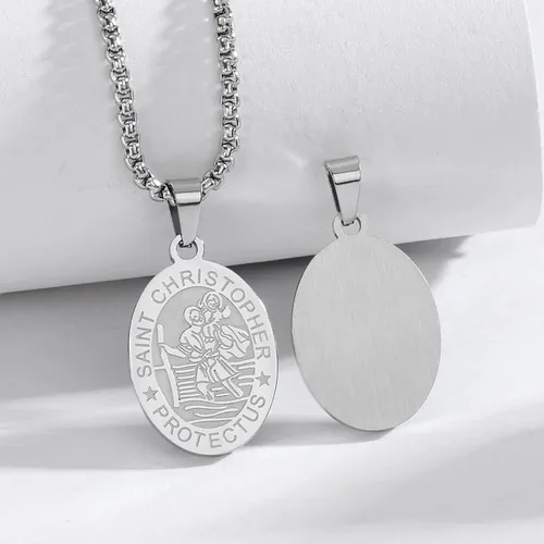 Miniatura 7 de Yaumatea San MiguelCristóbalVirgen MaríaBenedictoJude TaddeoJoséPatrickRafaelFranciscoFlorianThomas AquinasAnthony Medalla Collar Colgante de acero