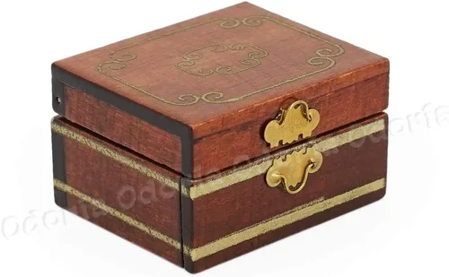 Miniatura 3 de Odoria Caja de joyería para casa de muñecas en miniatura: caja de maquillaje a escala 1/12, organizador para dormitorio victoriano - Mini cofre
