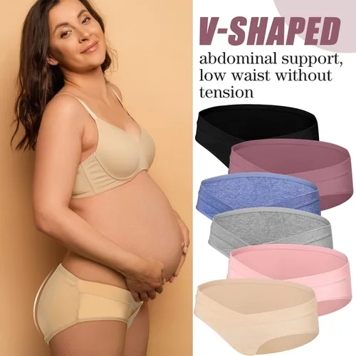 Miniatura 6 de Cindeer Ropa interior de maternidad de algodón para embarazo, 6 piezas, ropa interior posparto