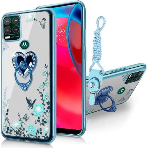 Miniatura 12 de Paquete de 2 fundas elegantes con purpurina de mariposa para Moto G Stylus 5G 2021, delgada y suave TPU de lujo, a prueba de golpes, para adultos