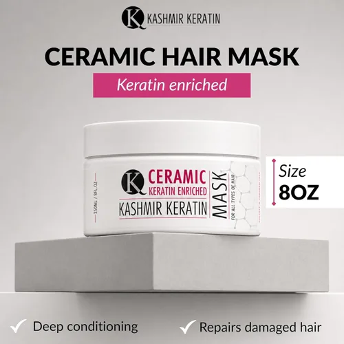 Miniatura 2 de Kashmir Keratin Mascarilla de cerámica para el cabello (8 onzas), tratamiento avanzado de reparación de queratina profunda para cabello seco, dañado