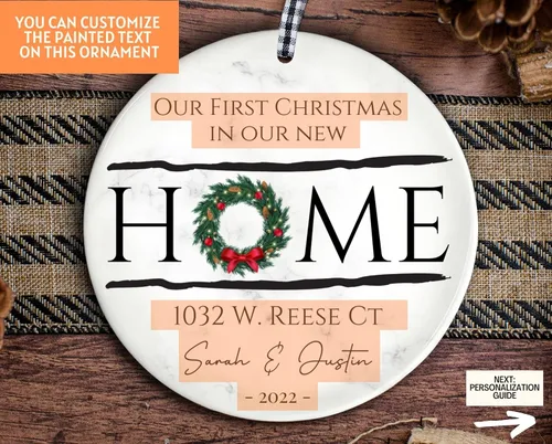 Miniatura 3 de Cozzies Nuestro primer adorno de apartamento, primera Navidad en un apartamento nuevo, recuerdo del hogar nuevo, adorno de cerámica personalizado