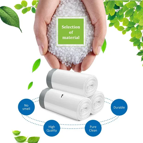 Miniatura 6 de Teivio - Bolsas de basura con cordón fuerte de 3 galones, 220 unidades, bolsas de basura para baño, bolsas de plástico pequeñas para el hogar