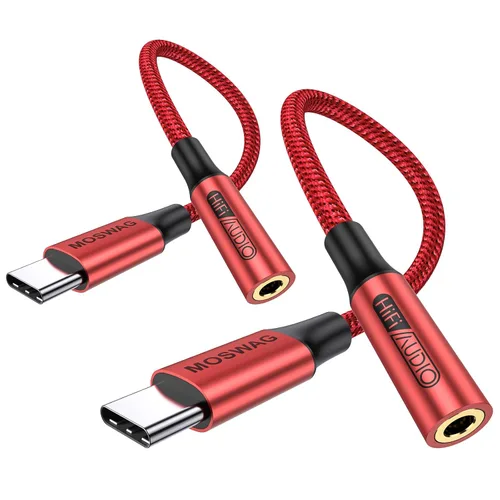 Miniatura 16 de MOSWAG Adaptador USB tipo C a conector de auriculares hembra de 0.138 in, USB C a Aux hembra de audio Dongle, cable compatible con iPhone 16 Pro 15