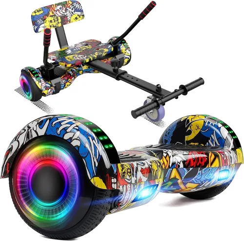 Miniatura 7 de FLYING-ANT Hoverboard de 6.5" de dos ruedas con asiento de autoequilibrio, scooter eléctrico con ruedas de luz LED Flash A02-Amarillo