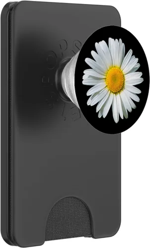 Miniatura 7 de White Gerbera Daisy Flower PopSockets PopSockets de fondo negro intercambiable PopGrip