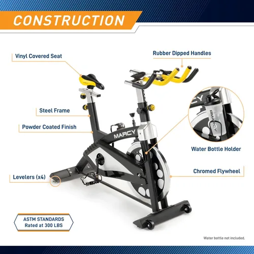 Miniatura 3 de Marcy Club Revolution - Entrenador de bicicleta para ejercicio cardiovascular, varios colores disponibles Negro/Amarillo