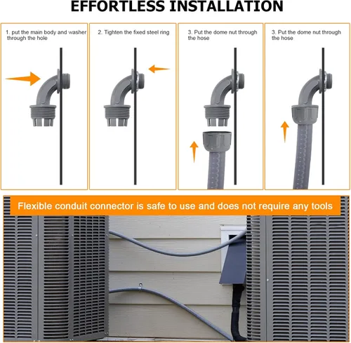 Miniatura 3 de DWALE Kit de conducto y conector estanco a los líquidos, conducto eléctrico flexible no metálico hermético, kit de conducto eléctrico de 1/2 pulgada