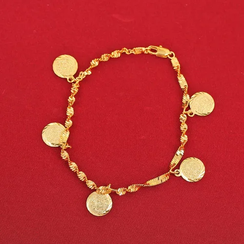 Miniatura 4 de Pulsera de monedas árabes musulmanes islámicos plateadas en oro para mujeres