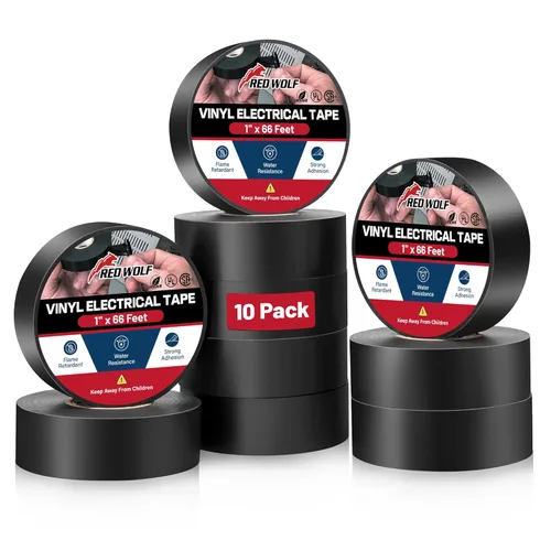 Miniatura 8 de RED WOLF Cinta eléctrica de vinilo de 1 pulgada x 66 pies, 5 rollos, cinta eléctrica de PVC con certificación UL CSA de 7 mil de grosor, resistente