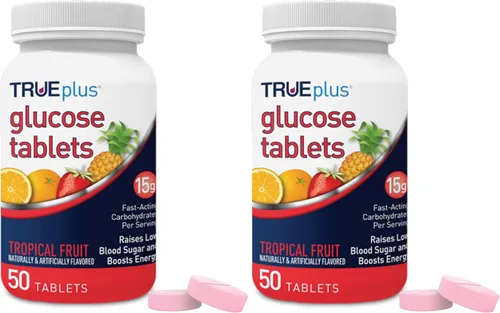 Miniatura 29 de TRUEplus® Tabletas de glucosa, sabor surtido (uva, frambuesa, naranja), botella de 50 unidades (1)