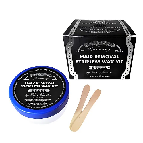 Waxness Barbero - Juego de cera dura de acero para microondas, 8.45 fl oz (8.5 fl oz), cera dura sin tachuelas para el aseo de los hombres, eficaz