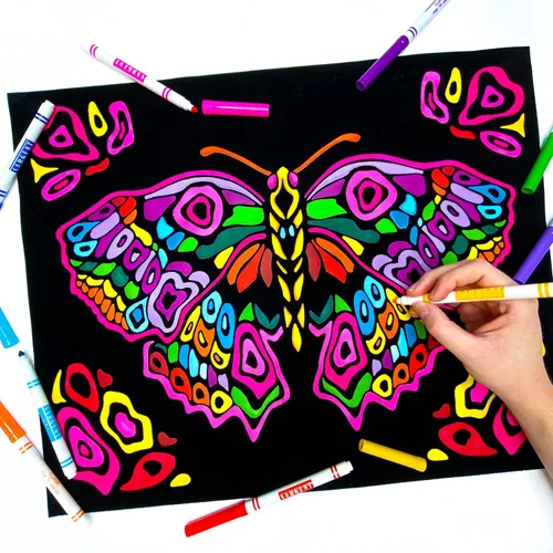 Miniatura 2 de Stuff2Color Póster de mariposa pintada para colorear, incluye 3 diseños (1 grande y 2 pequeño), para niños, niños pequeños, adolescentes y adultos