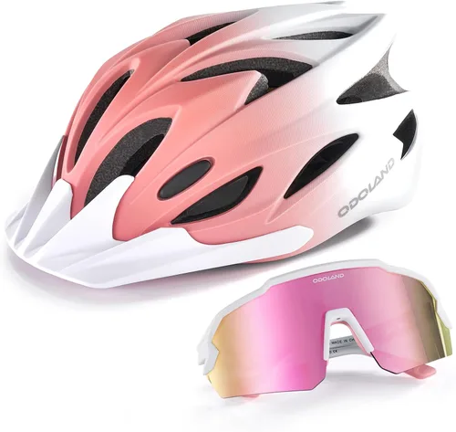Miniatura 8 de Odoland Conjunto de casco de bicicleta para adultos y lentes de sol de ciclismo para hombres y mujeres, casco de bicicleta certificado de seguridad