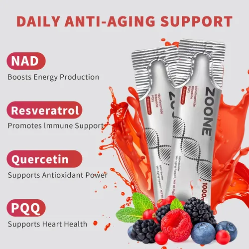 Miniatura 3 de Suplemento de resveratrol NAD, suplemento líquido NAD+ de 1000 mg, con ribósido de nicotinamida, resveratrol y PQQ, suplementos NAD para hombres