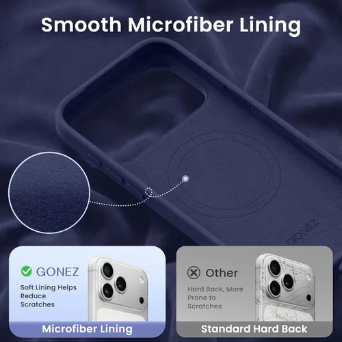 Miniatura 459 de GONEZ Funda de silicona para iPhone 15 Pro Max, compatible con Magsafe, protector de cámara + protector de pantalla, forro de microfibra suave