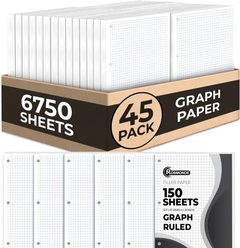 Miniatura 13 de Rosmonde Papel de hojas sueltas, 450 hojas, paquete de 3, papel rayado universitario, 8 x 10.5 pulgadas, papel de relleno de oficina a granel, 3