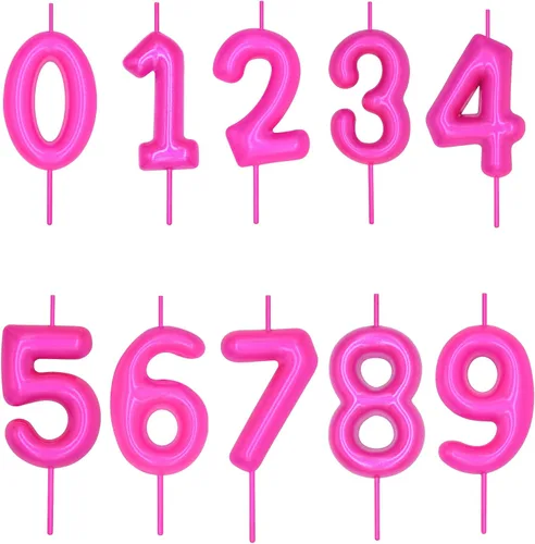 Miniatura 6 de DERVENTA Vela con números de 2.36 pulgadas, decoración perfecta para cumpleaños, brunch, postre, pastel, 1 pieza (número 0 rosa)