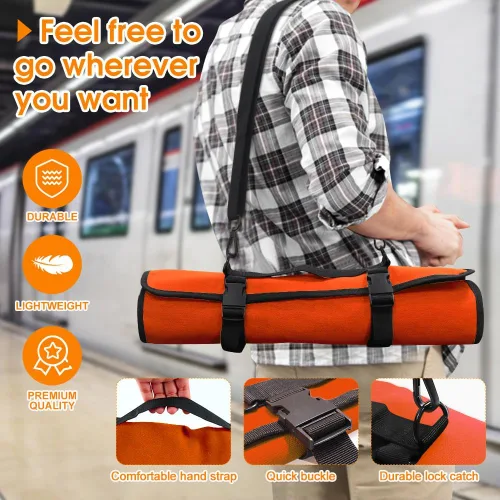 Miniatura 3 de QIQU Bolsa Naranja para Cuchillos de Chef con 20 Ranuras, Porta Cuchillos y Cubiertos, Protectores, Herramientas de Cocina para el Hogar, Viajes
