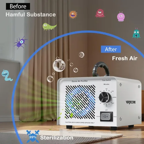 Miniatura 3 de Generador de ozono de 125,000 mg/h, máquina de ozono de alta capacidad y purificador de aire de iones negativos, ionizador de aire O3, eliminación