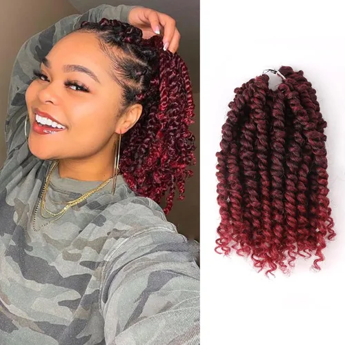 Miniatura 7 de Cabello Passion Twist – Cabello de ganchillo de 8 pulgadas para mujer, 8 paquetes de cabello rizado pretrenzado de ganchillo Passion Twists Tbug
