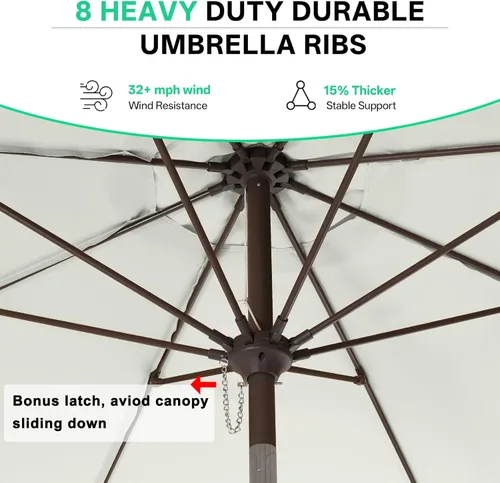 Miniatura 6 de ABCCANOPY Sombrillas prémium de 10 pies (3.05 m) para patio, beige claro