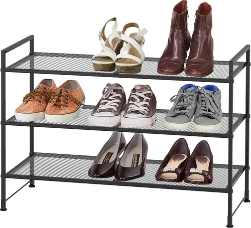 Miniatura 2 de Simple Houseware - Zapatero apilable de 3 niveles, superficie en rejilla, color negro
