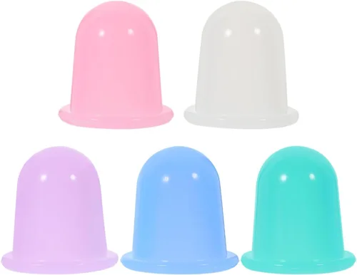 Kit de 5 ventosas de silicona para terapia de masaje, ventosas al vacío para aliviar el dolor, cuidado de la piel, multi- para cara, cuerpo y