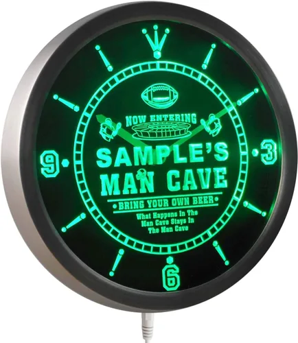 Miniatura 4 de ADVPRO ncqa-tm Nombre personalizado hombre cueva fútbol bar cerveza neón signo LED reloj de pared