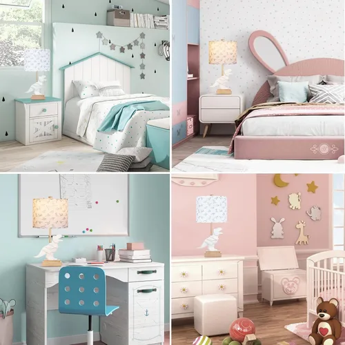 Miniatura 2 de Hamucd Lámpara de mesa de dinosaurio para niños y niñas, dormitorio, lámpara de noche de 23 pulgadas para regalo de niños, bonita lámpara de mesita
