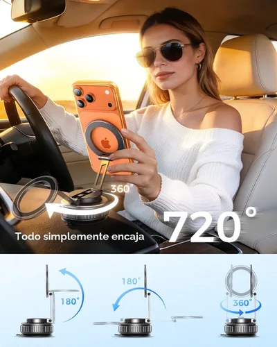 Miniatura 5 de MRGLAS 2026 Soporte Magnético y de Vacío Telefónico Giratoria de 360° Actualizado, para Montura de Succión Magsafe