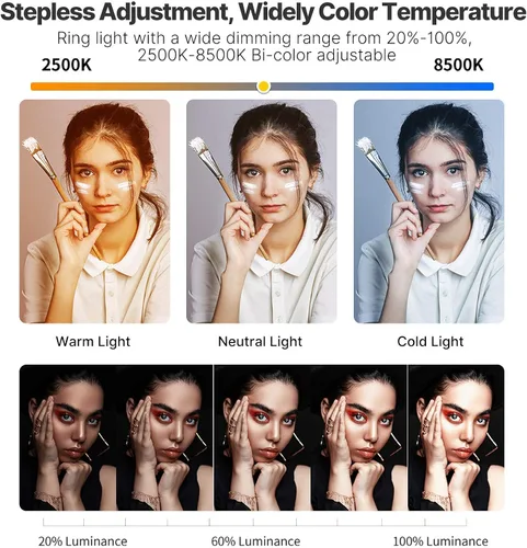Miniatura 2 de Soporte de Video para Smartphone PICTRON U200 Luz de Anillo LED Portátil Luz para Selfies Estabilizador de Video para Teléfono para Cámara