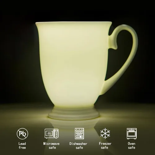 Miniatura 3 de Juego de 2 tazas de café blancas de porcelana fina de lujo (8 onzas), tazas de té de cerámica estilo europeo, elegantes y duraderas tazas de café