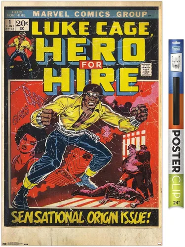 Miniatura 18 de Trends International Marvel Comics Luke Cage - Hero for Hire Cover #1 Wall Poster, 22.4L x 14.7W, Barnwood Framed Version