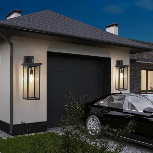 Miniatura 8 de tewei Farol de Pared Exterior de Gran Tamaño Accesorio de Luz de Pared Exterior, Luz de Porche Negro Mate, Luces Exteriores Impermeables para Casa
