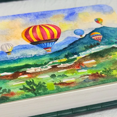 Miniatura 4 de Diario de acuarela, 42 hojas de 84 páginas, 140 libras, 300 GSM, papel de algodón, prensa en frío, cuadernos de bocetos de papel de acuarela