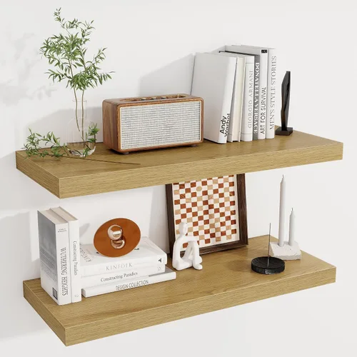 Miniatura 9 de Fun Memories Estantes flotantes de 12 pulgadas de profundidad, estantes de pared de madera de 16 x 12 pulgadas, estante de almacenamiento rústico