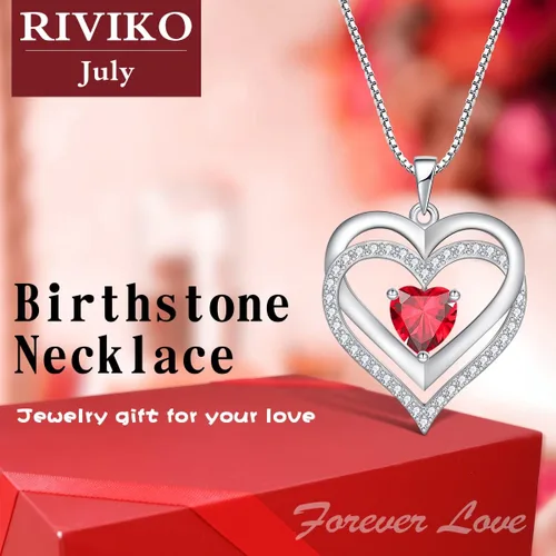 Miniatura 14 de RIVIKO Collar con símbolo de corazón infinito para mujer, plata de ley 925, delicado colgante de corazón para el día de San Valentín, día