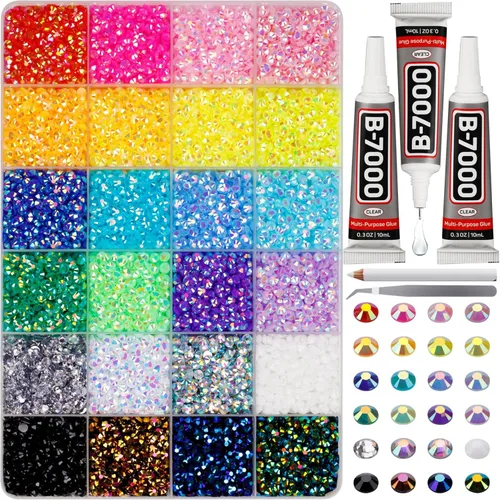 Miniatura 26 de 31000 piezas de diamantes de imitación para hacer brillar, kit de 3 mm de diamantes de imitación con parte trasera plana para manualidades, ropa